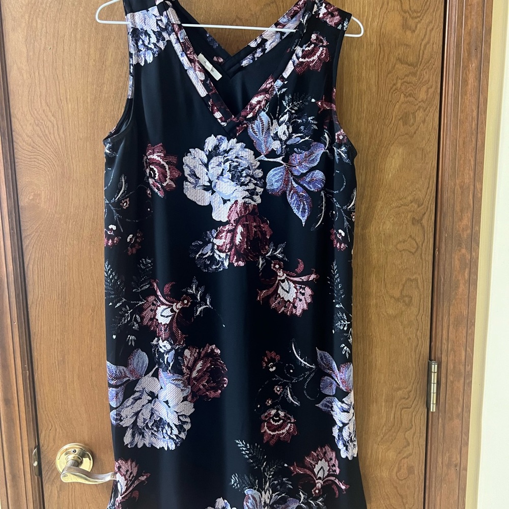 Maurices Black and Purple Floral Midi Dress
